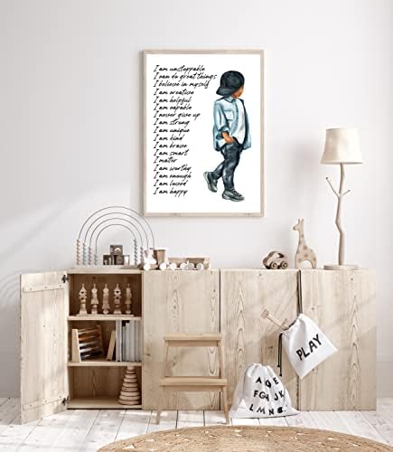 Инспиративни цитати на Canpllysy wallидна уметност африканска црна момче wallидна уметност воздигнувачки охрабрувачки подароци за момчиња декор
