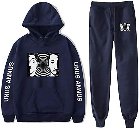 Unus Annus Tracksuit Unisex Two Piects Постави долги ракави со долги ракави+џогер Пант Харајуку улична облека модна облека, жени машки комплети