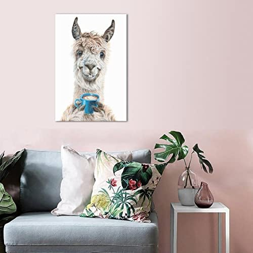 XCSW HOLLY SIMENTAL постер кафе животни llama latte Canvas Art Poster слика модерна канцеларија семејна спална соба декоративни постери подарок wallид декор постери 24x36inchs