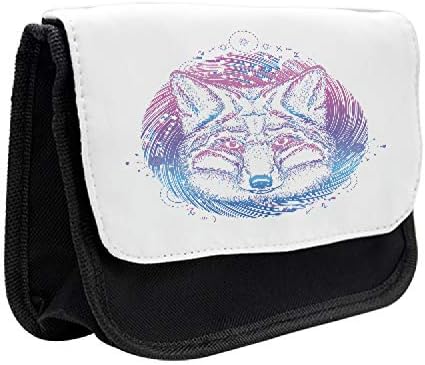 Зачудувачки галаксиски волк молив кутија, универзум животно, торба со молив со ткаенини со двојно патент, 8,5 x 5,5, сина виолетова