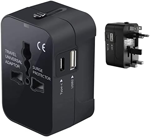 Travel USB Plus Меѓународен адаптер за напојување компатибилен со Garmin GPSMAP 378 за светска моќ за 3 уреди USB Typec, USB-A за патување помеѓу