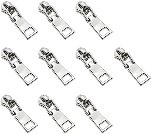 CZQC 3 Zipper Slider 10PCS 3 Silver Metal Zipper Поправка за прицврстувач за прицврстувач за прицврстувач Повлечете замена за