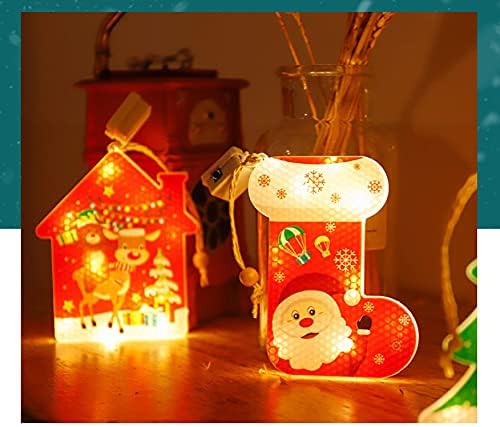 Божиќна елка АООФ, снегулки, starвезда со пет точки, приврзоци, 6-парчиња LED стринг светла, погодни за украсување на семејни празници, WarmWhite6-парчиња