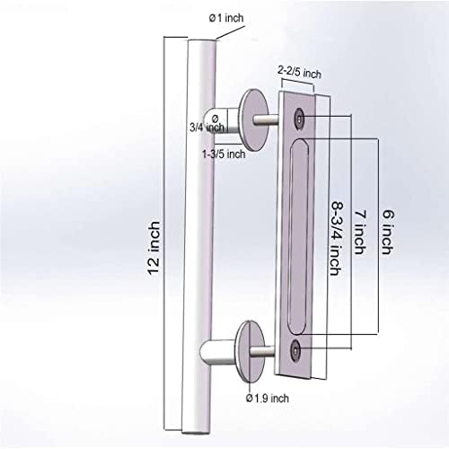 ЦДИД 12ин Лизгачка Рачка На Вратата Од Штала Нерѓосувачки/Јаглероден Челик Сет За Влечење Рачка За Влечење Тешка Дрвена Внатрешна Врата Хардвер