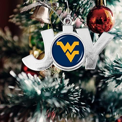 Од Срце Претпријатија Западна Вирџинија Планинари Радост Со Логото На Тимот Сребрен Метал Божиќен Украс Подарок Дрво Декорација WVU