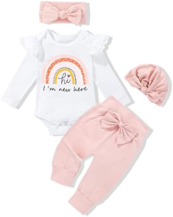 Канганг новороденче девојче облека облеки облеки за новороденчиња образец ромпер цветни панталони симпатична предвремена облека за девојчиња за девојчиња