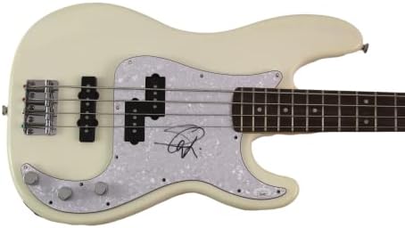 Стив Харис потпиша автограм со целосна големина Бела фендер Електрична бас гитара C w/ James Spence JSA Автентикација - Iron Maiden - Убијци,