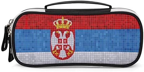 Знаме на Србија печатена молив торбичка торбичка со рачка со преносна торба за шминка, организатор
