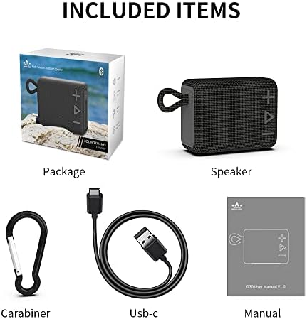 Bluetooth звучник на Bluetooth Mini Bluetooth, мали преносни Bluetooth звучници безжични со TWS, богат бас HD стерео звук за дома, плажа, туш, патувања на отворено 16 часа