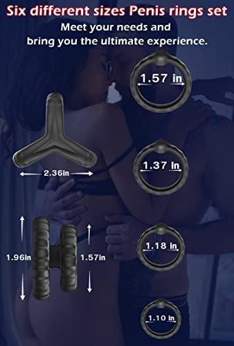 Сет на силиконски пениси, ЕВИЛЕН 6 различни големини петелски прстени за подобрување на ерекцијата, долготрајни посилни мажи секс играчка, Strechy Medicial Safe Safe Sex Toys & Games