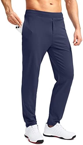 Машки голф -панталони за голф во Пудола се протегаат џемпери со џебови со патенти тенок вклопување во случајни џогери панталони