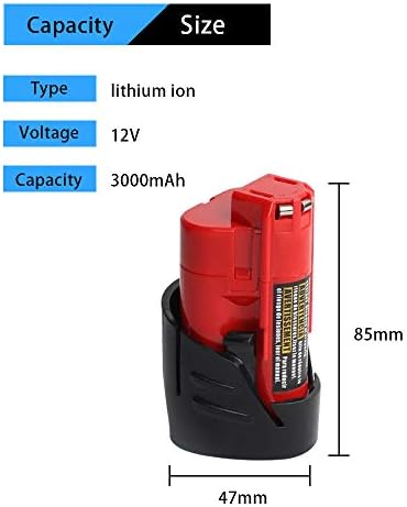 2 пакет Џијалит 3.0 Ах Замена За Батеријата Милвоки М12 СО ПОЛНАЧ ЗА УСБ Адаптер За Милвоки 12В М12