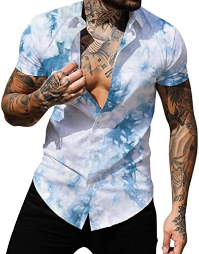 XXBR летни кошули за мажи, копче за кратки ракави надолу улична графичка печатење лабава вклопена обична плажа Хавајска кошула