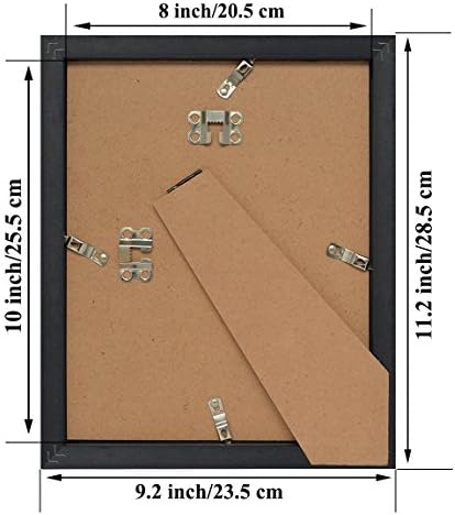 Petaflop 8x10 рамка за слика, класична црна 8 од 10 фото рамка сет од 8 за домашно семејство канцелариски wallиден декор, wallиден или таблет дисплеј