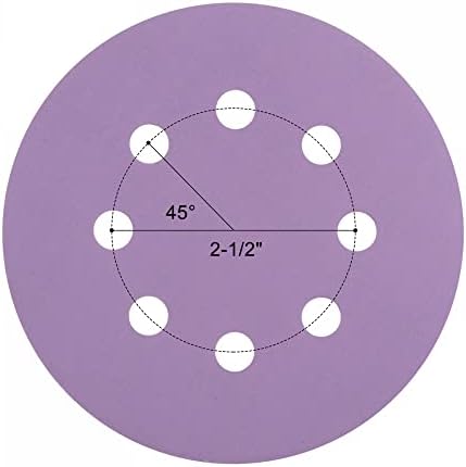 Uxcell 10pcs 5-инчни дискови со виолетова пескарење 2500 решетки 8 дупки кука и јамка професионална алуминиум оксид песок хартија Влажен