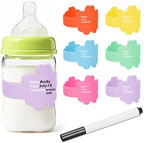Етикети за Шишиња за бебиња За Дневен Престој, Оригинален Дизајн На Цвеќе За Етикети За Пишување И Повторна Употреба На Шишиња За Бебиња 6 Пакувања
