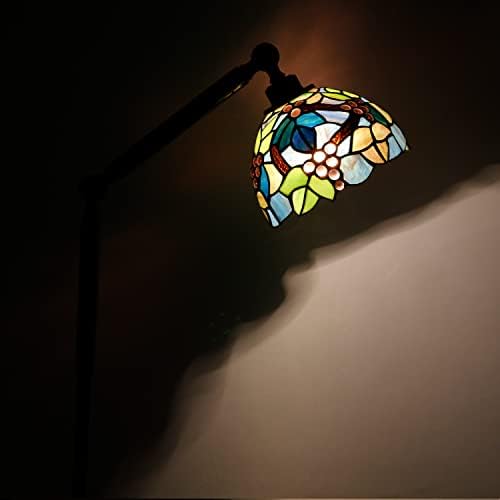 ZJART TOCHERIERE TIFFANY CLOND SELER LAMP, витраж, стаклено грозје заоблена ламба, занишана рака Агол на рака, прилагодлива лесна светлина