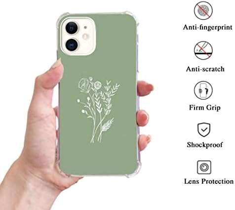Oubliert Мудрец Зелен Цвет Случај Компатибилен со iPhone 12 И iPhone 12 Pro, Минималистички Уметнички Arетски Ботанички Случај за iPhone