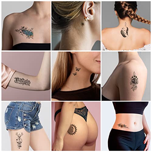 60 Листови Привремена Тетоважа За Возрасни И Деца, Долготрајни Налепници За Тетоважа За Жени Водоотпорни, Лажни Тетоважи Кои Изгледаат Вистински