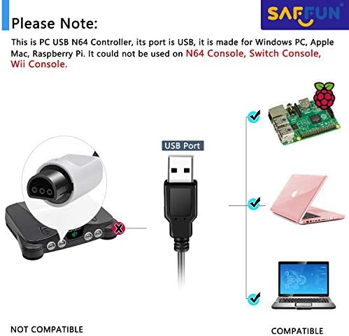 Класичен N64 Контролер, Saffun N64 Жичен USB КОМПЈУТЕР игра Рампа Џојстик, N64 Битна USB Жична Игра Стап Радост Рампа Контролер За Windows