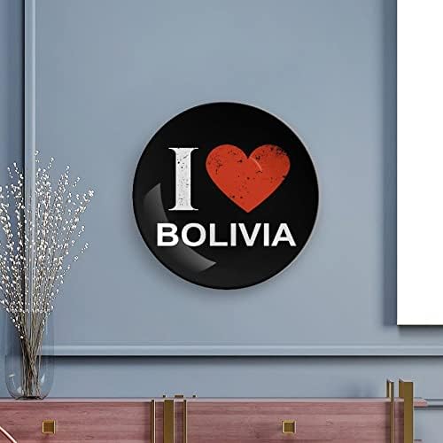 Ја сакам Боливија што виси керамичка декоративна чинија со приказ на столот за приказ Прилагодени годишнини за свадбени подароци за родители, нејзиниот сопруг