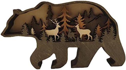 1 парчиња дрва мечка wallидни украси дрвја и планински декор за кабински дневник фарма куќа шума диви животни украси за дневна соба расадник