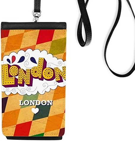 Loveубов Лондон Велика Британија Велика Британија Решетка телефонска чанта што виси мобилна торбичка црн џеб