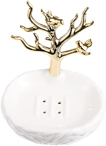 Онона 2 парчиња самостојно декор клуч сапун Брз бар дисплеј Организатор Деликат држач креативна суета плоча за сушење на туш, бел накит сунѓери, одводнувајќи чиста?