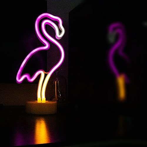 ДВУК Фламинго Неонски Ноќни Светла Креативно Осветлување Светилки Маса Декор Со Држач База, батерија&засилувач;USB Напојува, Светлина
