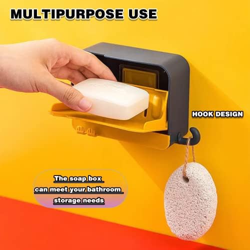 Flilail Wallид монтиран сапун сапун, креативна лента за изразување на држач за сапун за туш, мултифункционално сапун за сапун за сапун со куки ， сапун за исцедоци од сапу