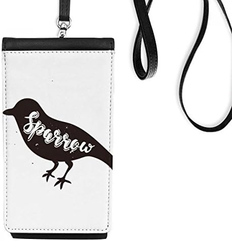 Спароу црно -бело животно телефонски паричник чанта што виси мобилна торбичка црн џеб