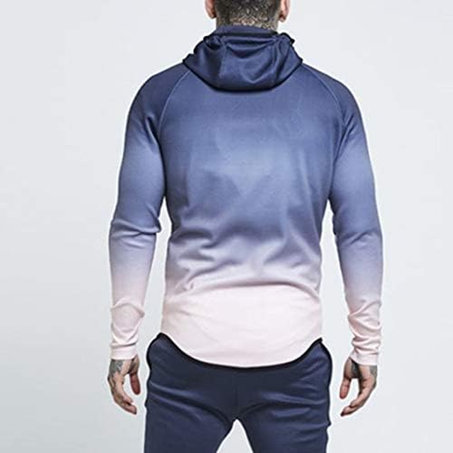 Weuie Mens Sportsware Fashion Mase Ementh intorn intorn Packwork, дипломирана тенка долга ракав качулка Топ блуза