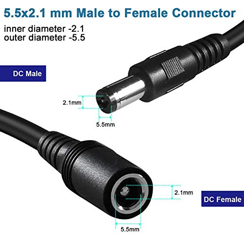 Dc Продолжен Кабел За Напојување, 5,5 mm x 2,1 mm 12v Продолжен Кабел 6ft Кабел За Безбедносна Камера DC Машка До Женска Продолжувачка Жица ЗА