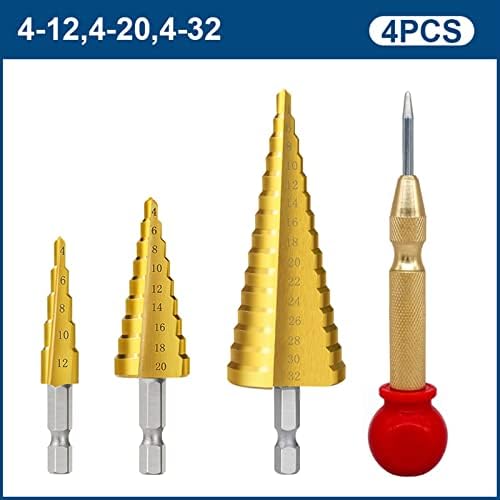 Чекор за вежбање битови поставени 3-13 -20 4-32mm со центри за вежбање титануим обложен дрвен метал конус за дупчење бит дупки за сечење