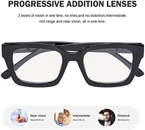 Очила со 4-пакет Прогресивни очила за читање со мултифокуси, сини светло блокирајќи ги жените без линиски читатели на повеќефокални