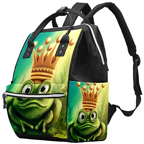 Лорвис Смешна жаба крал Крал Круна торба ранец, ранец за патувања со голем капацитет мути-функција