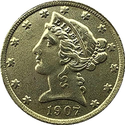 1907 година Американска слобода орел монета злато-позлатена криптоцентрација омилена монета реплика комеморативна монета колекционерска среќна монета биткоин ата