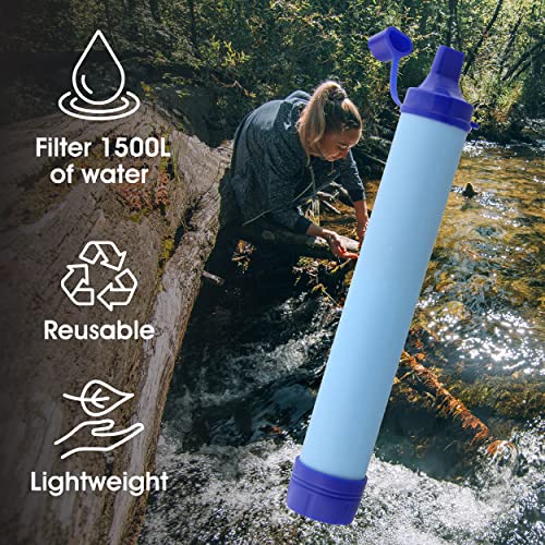 SDS Filter Filter STRAIM 2PK сина - опстанок на прочистување на водата за опстанок на отворено - Преносен филтер за вода за потоци и езера