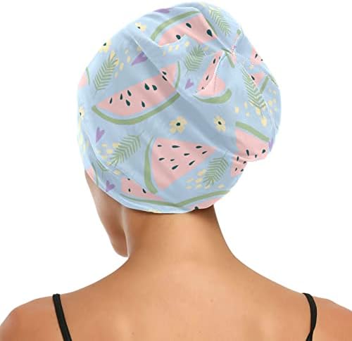 Капаче за спиење симпатична летна овошје лубеница сатен наредена памучна памучна слабиот череп капа за череп капа за ноќна коса капа за жени