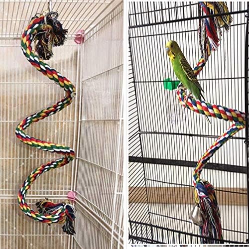 Aniac Bird Spiral памучен јаже јаже со bellвоно папагали џвакаат банџи африкански сиви кафез играчки занишани додатоци за птици
