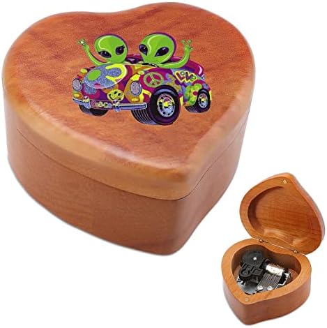 Вонземјани во автомобилски часовници Музичка кутија гроздобер дрвена форма во облик на музички кутии играчки подароци украси