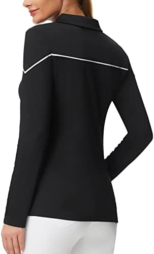Jackек Смит Womenените голф Поло кошули суво вклопување во 50+ тениски врвови со долг ракав, патент на атлетска кошула со тенок