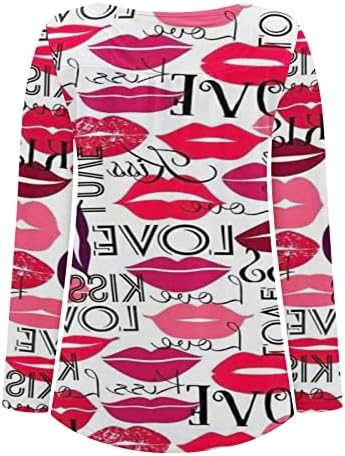 Женски обични долги ракави Туника врвови за усни графичка V врат блуза опуштена вклопена маичка со маички Обични фустани за џемпери
