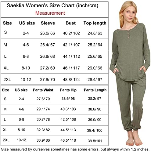 Saeklia Cozy 2 парчиња облека за дневнички сетови за женски лангини врвови со долги ракави и џогери џемпери за џемпери, патеки