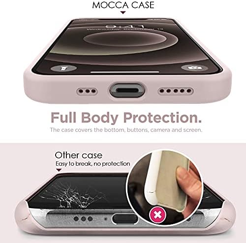 Mocca Компатибилен со Iphone 12 Pro Max Телефон случај 6.7 инчи Со Прстен Kickstand | Супер Мека Микрофибер Поставата | Анти-Гребење На Целото