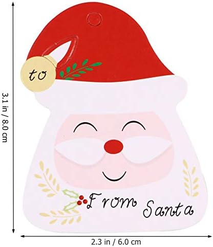 Besportble Kraft Tags 100pcs Santa Tag Божиќни етикети ознаки за хартија Име ознака за обеси етикети Божиќ празници за празници за празници