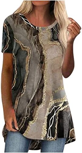 Женски есен лето 2023 облека со кратки ракави екипаж памук памук графички бранч лабав вклопување врвен маица за девојчиња sg sg