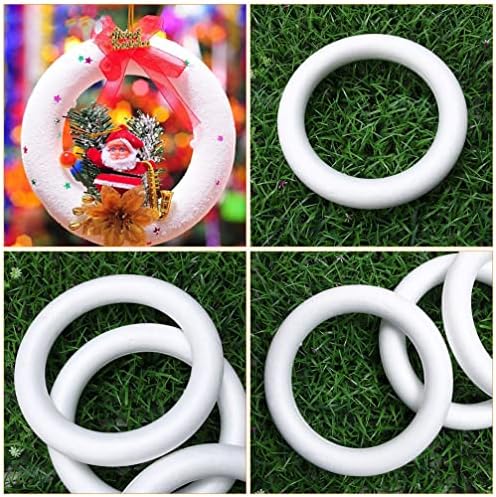 Бела декор пена од венец форми полистиренски прстени: 30 парчиња занаетчиски прстен украс за новогодишни украси за празнични уметнички проекти