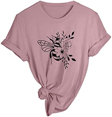 Краток ракав атлетска кошула жени жени пролетни летни пчели печатени кратки ракави на долги ракави кошули за жени