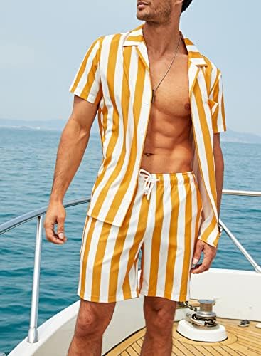 Jmierr Мажи кратки поставуваат облеки 2 парчиња, случајно летно копче надолу кратки ракави Хавајски кошула и шорцеви